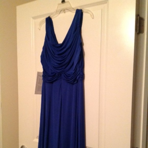 ROYAL BLUE SATIN SEMI FORMAL DRESS - Picture 2 of 4